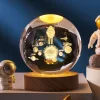 3D Galaxy Crystal Ball Children Night Light with Color LED Light Base Decoration Creative Gift Christmas Birthday Classmate Luminous Crystal Ball