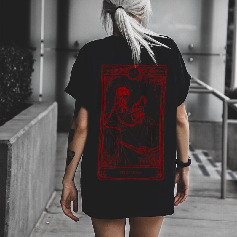 Skeleton print ladies loose T-shirt designer