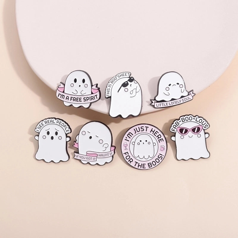 Cartoon Style Funny Cowboy Style Letter Ghost Alloy Stamping Stoving Varnish Plating Unisex Badge Brooches Collar Pin