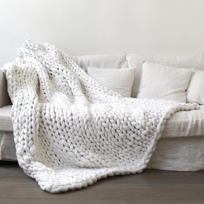 Chunky Knitted Throw Blanket