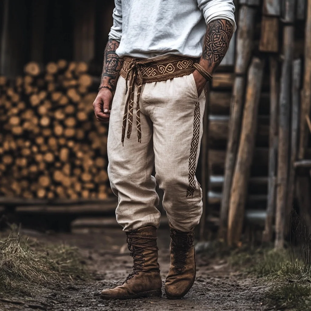  Viking-Inspired Embroidered Trousers with Traditional Design-inspireuse