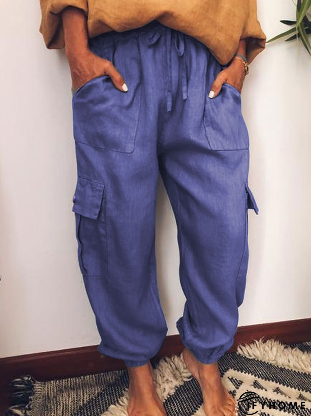 Casual Pockets Cotton-Blend Pants | IFYHOME