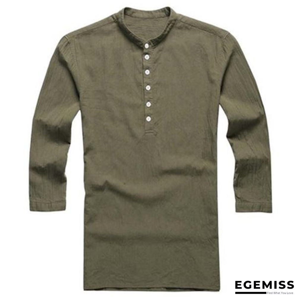 Men Button Solid Cotton Linen Half Sleeve Shirts Linen | EGEMISS