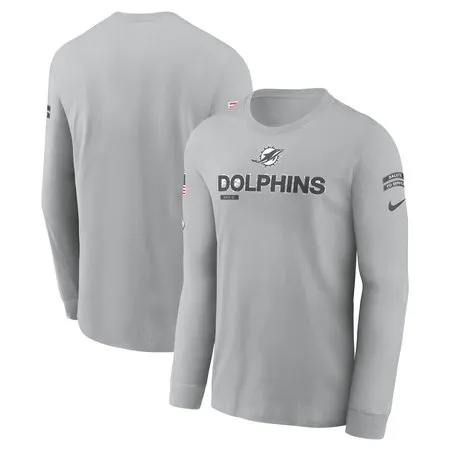 Men's Miami Dolphins  Gray 2024 Salute To Service Long Sleeve T-Shirt