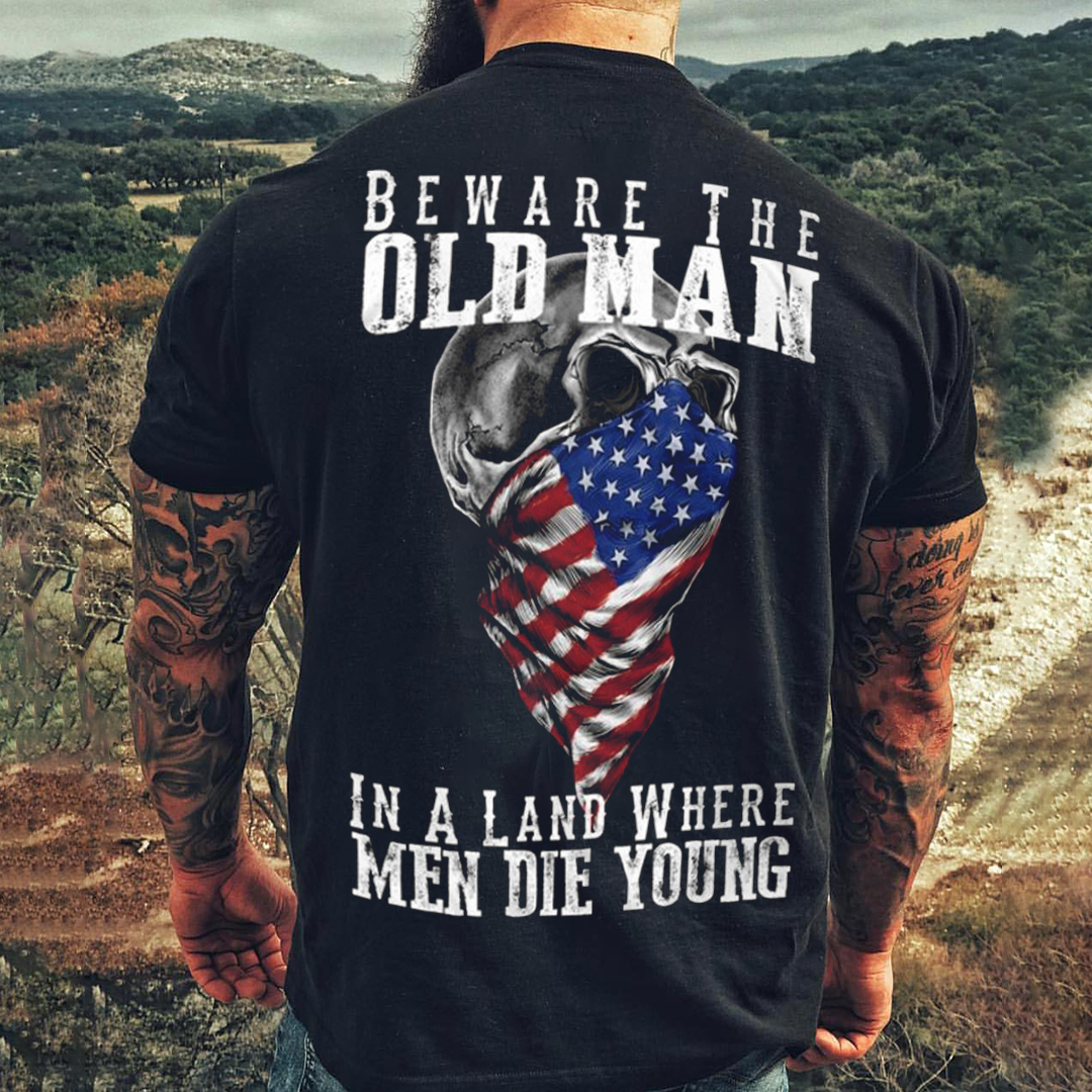 Beware The Old Man In A Land Where Men Die Young Print Men's Short ...