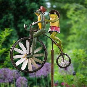 （Garden Upgrade）Garden Decoration Whirligig Windmill - Frogs on a Vintage Bicycle