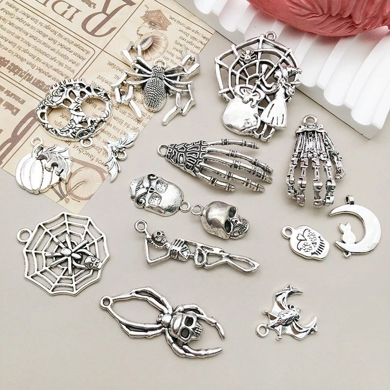 1 Piece Alloy Moon Spider Web Skull Pendant Jewelry Accessories