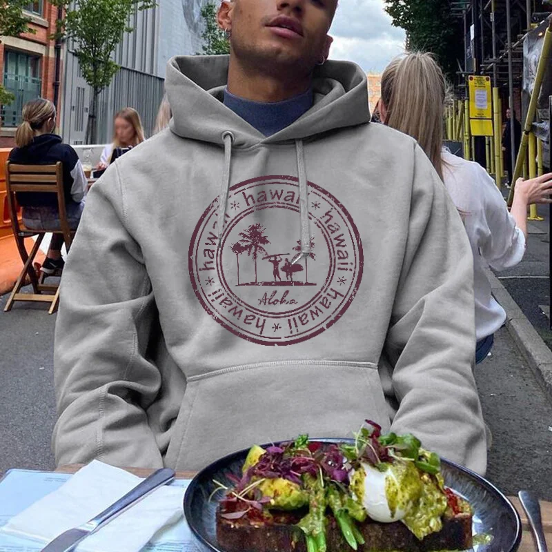 Hawaii Graphic Sticker Streetwear Men’s Hoodie