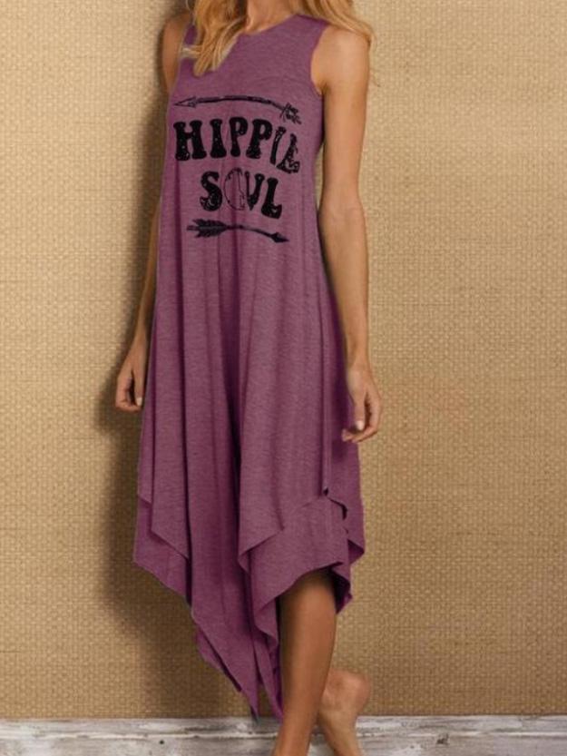 Women Half Sleeve V-neck Solid Color Dress