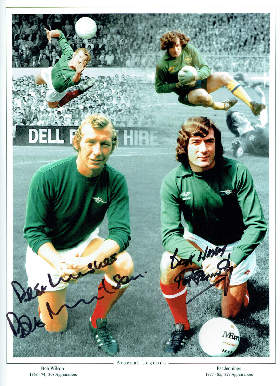 Pat JENNINGS & Bob WILSON Signed Autograph ARSENAL Montage 16x12 Photo Poster painting AFTAL COA