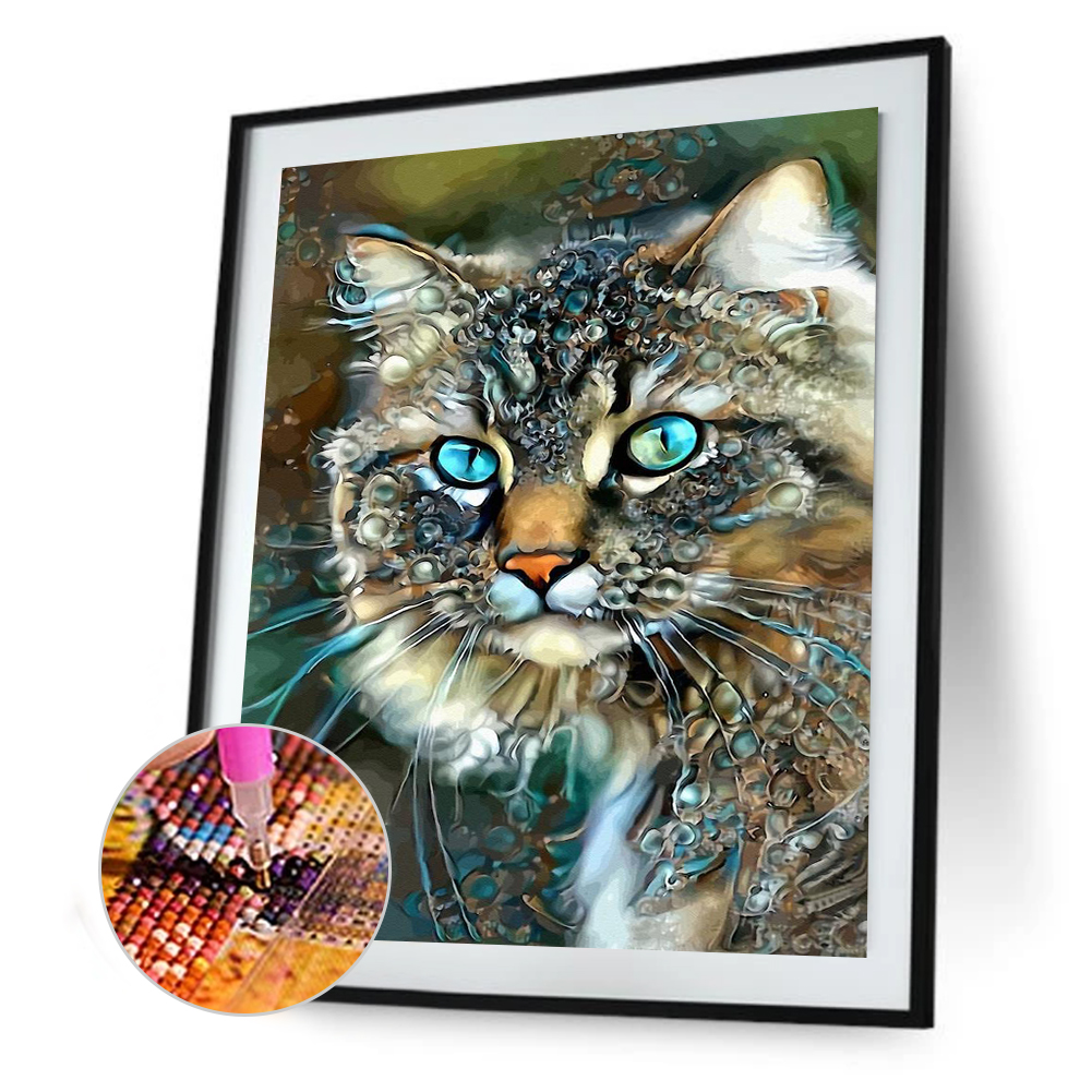 

(Multi-Size) Blue Cat - Round/Square Drill Diamond Painting, Square diamond 30*40cm, 501 Original