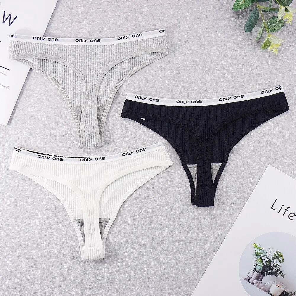 Billionm Sexy Panties for Women Thongs Bikini Ladies Lingerie Underwear Cotton Breathable Sporty Thread Letter Low Rise T Back