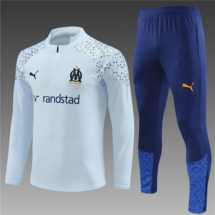 2023-24 Marseille Light Grey Half-zip Training Jersey