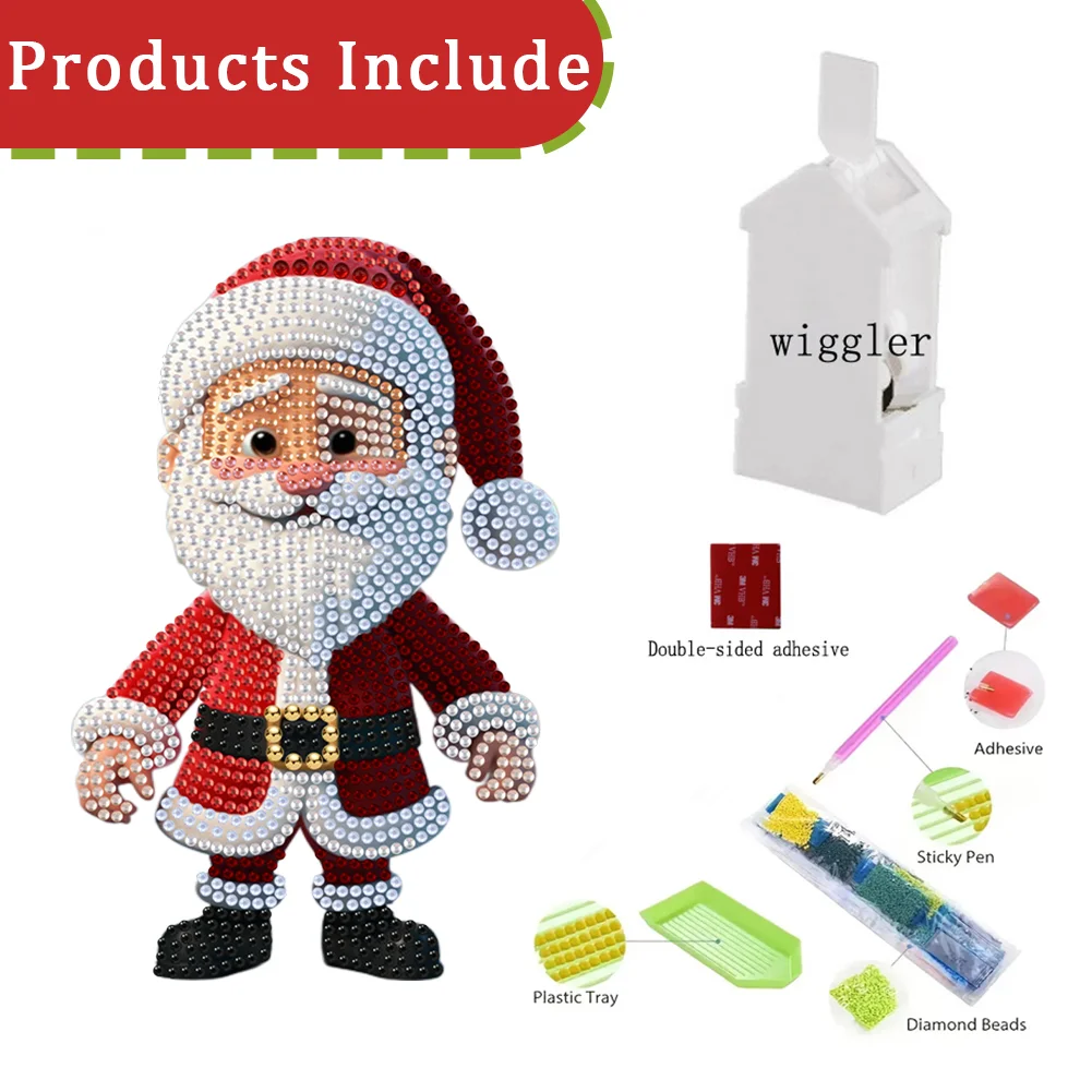 Xmas Acrylic Shaking Head 5D DIY Diamond Art Tabletop Decorations (Santa Claus)