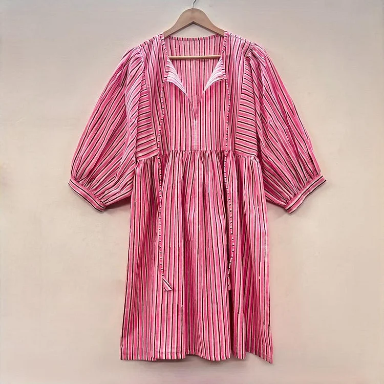 Floral Hand Block Print Woman Midi & Mini Dress &ndash; Soft Cotton Spring & Summer Dress for Women