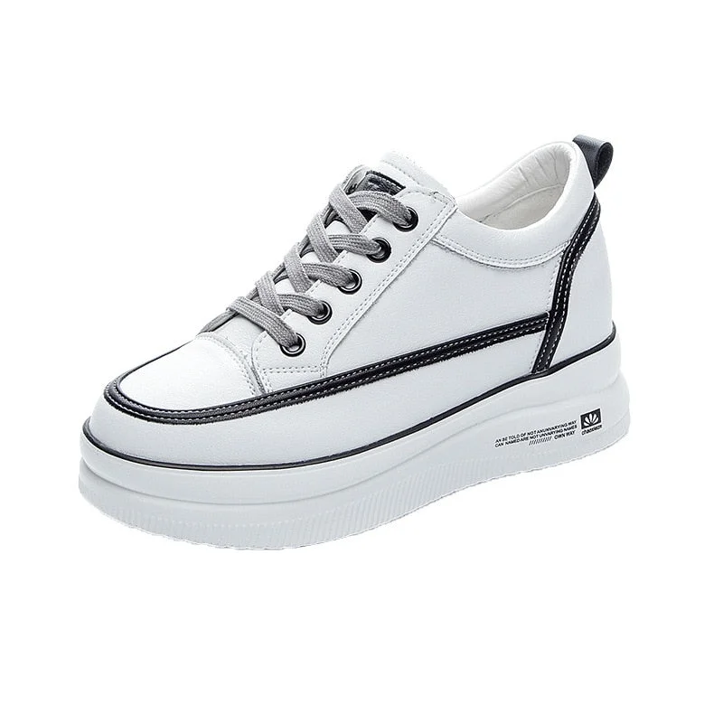 Fujin 6cm Genuine Leather Women Shoes Platform Wedge Sneakers Women Shoes 2022 Spring Autumn Air Mesh Breathable Shoes