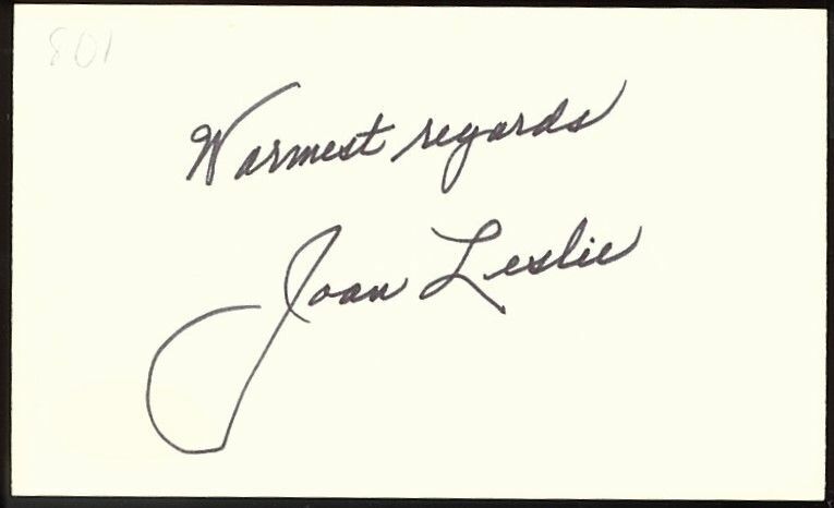 JOAN LESLIE (DECEASED) ACTRESS SIGNED 3X5 JSA AUTHENTICATED COA #N44552