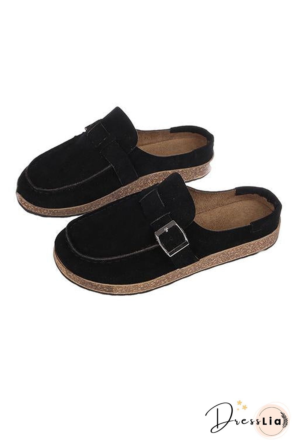 Closed Toe Slip On Slingbacks Nubuck Flat Sandals