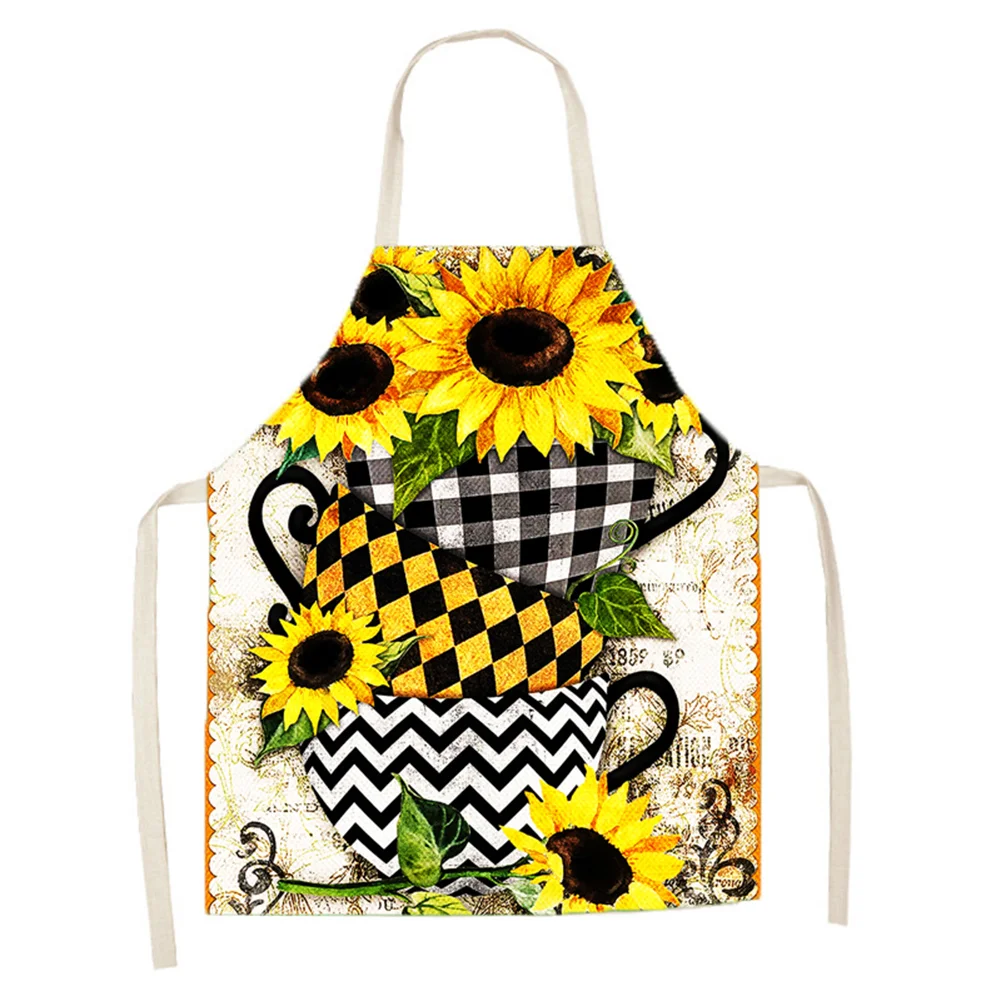 Linen Print Apron - Sunflower Plaid - 68x55cm