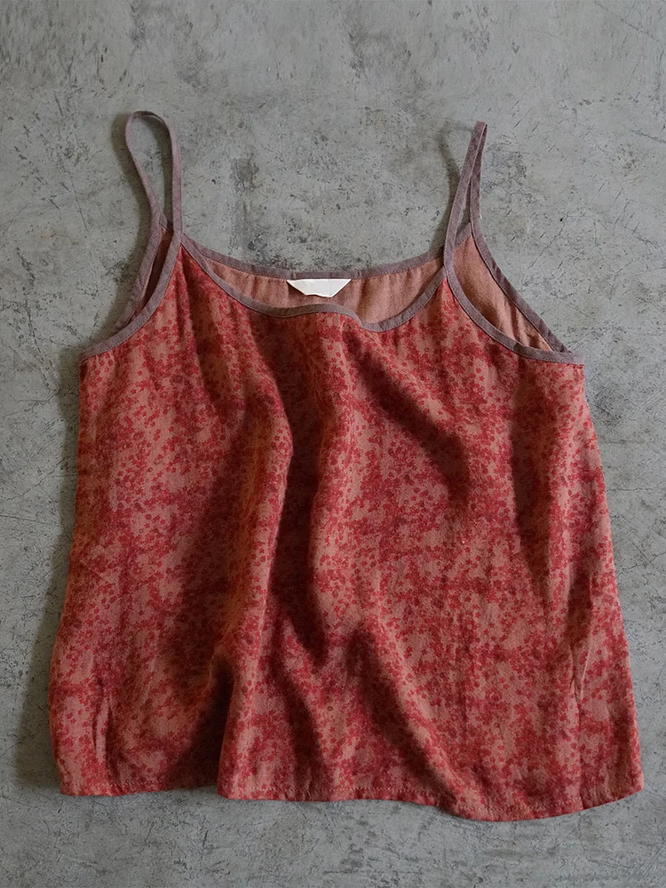 Women Summer Vintage Print Linen Vest