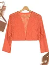 Fashionable Solid Color Lace Cardigan Top - Delicate Open Front, Sheer Three-Quarter Sleeves, Perfect for Everyday Chic Style - A Feminine & Lightweight Wardrobe Staple for Women