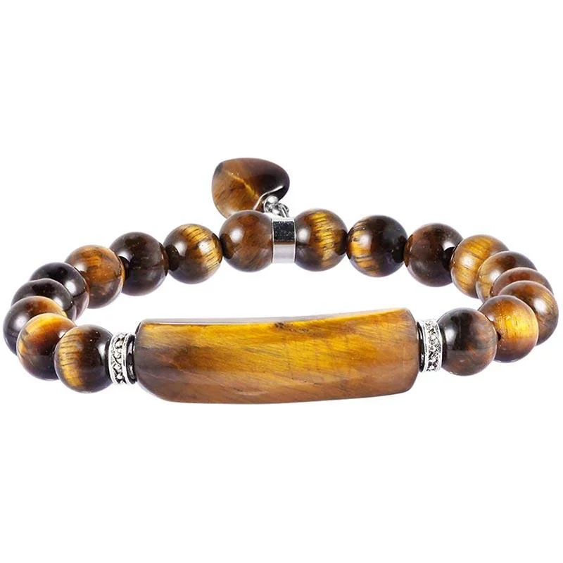 Natural Quartz Love Heart Healing Beads Bracelet