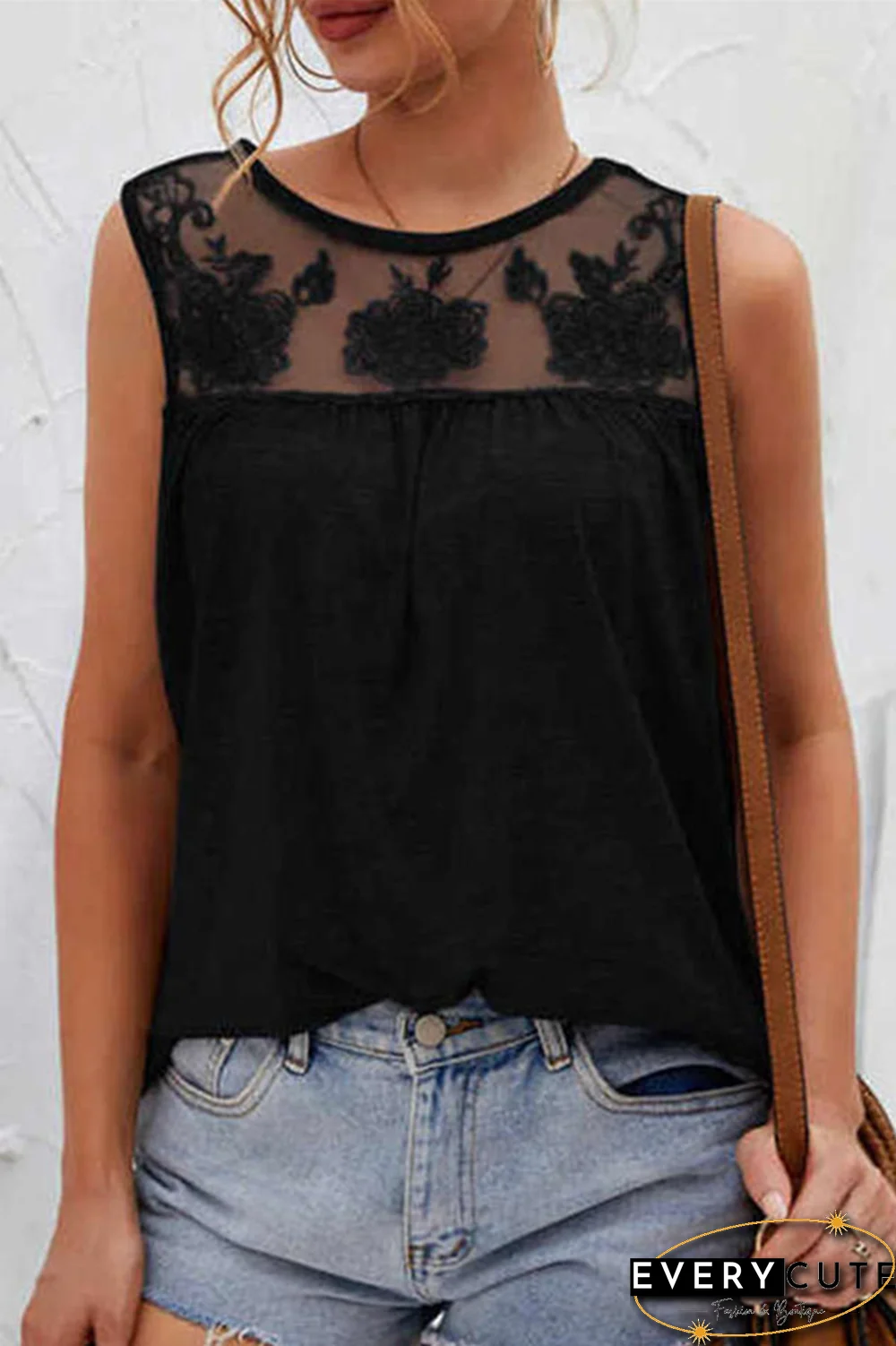 Casual Solid Lace Mesh O Neck T-Shirts(7 colors)