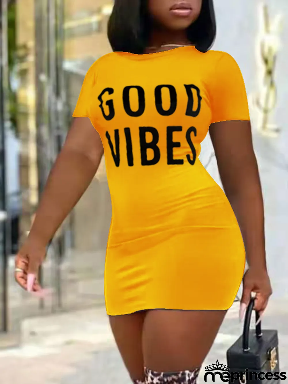 Summer Women Sexy Letter Round Neck Print Dress