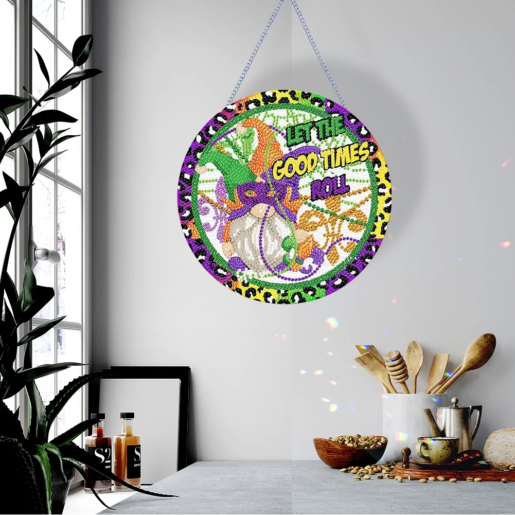 DIY St Patrick Mask Acrylic Wreath Diamond Painting Hanging Pendant Wall Decor