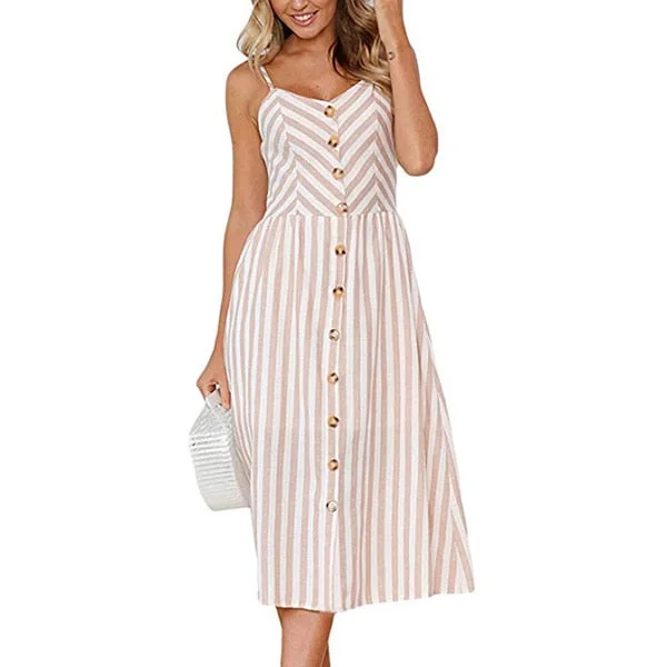 2020Summer Sleeveless Casual Stripe Dress New Fashion Women Sexy Boho Striped Beach Strap Sundress Vestidos For Female Bigsweety