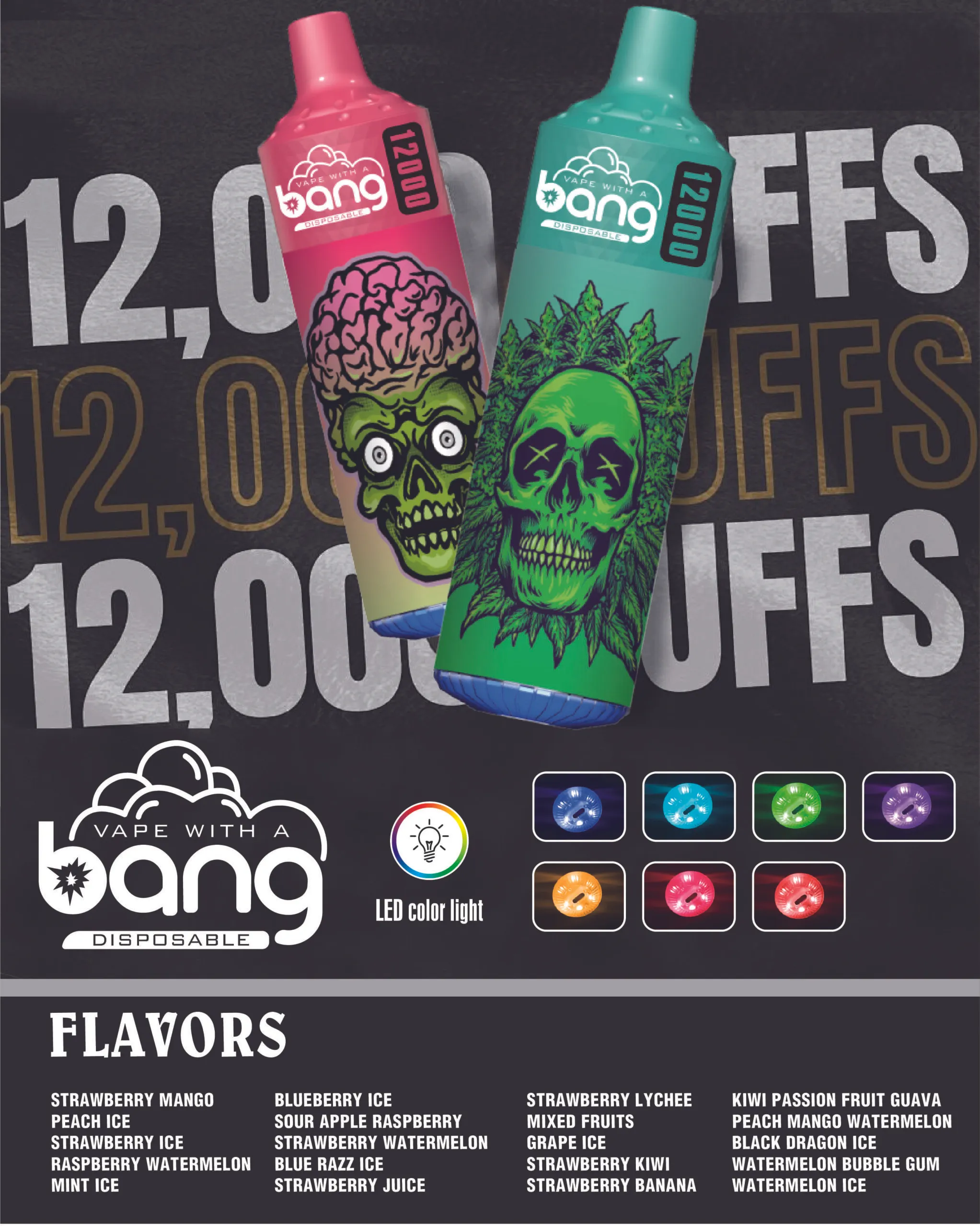 Bang  12000 Puffs  Disposable Vape （10PCS）EU mysite fumotvapeshop