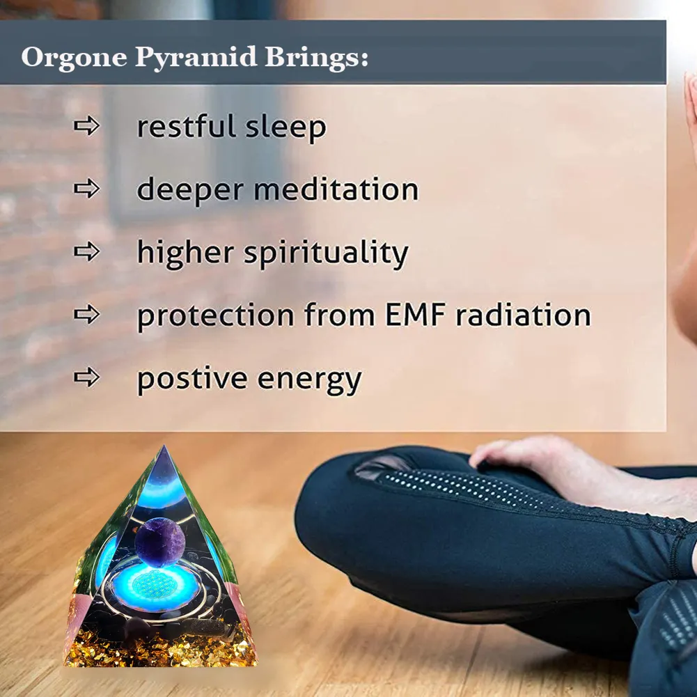 5cm Natural Stone Orgonite Pyramid Healing Crystals Orgone Energy Generator