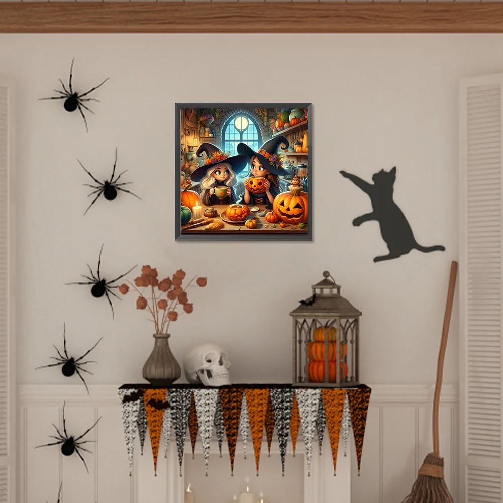 Diamond Painting - Full Round Drill - Halloween Witch Pumpkin(Canvas|40*40cm)
