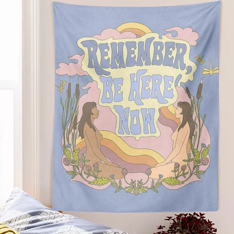 Nigikala girl Tapestry Wall Hanging mushroom woman 70s 60s Retro flowers Decoration Rainbow INS Trippy Psychedelic Wall Decor