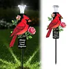 Solar Cardinal Memorial Stakes with LED Light Grave Memorial Plaque Stake Weatherproof Easy To Install Sympathy Gift for Loss of Mother Mom Grandma