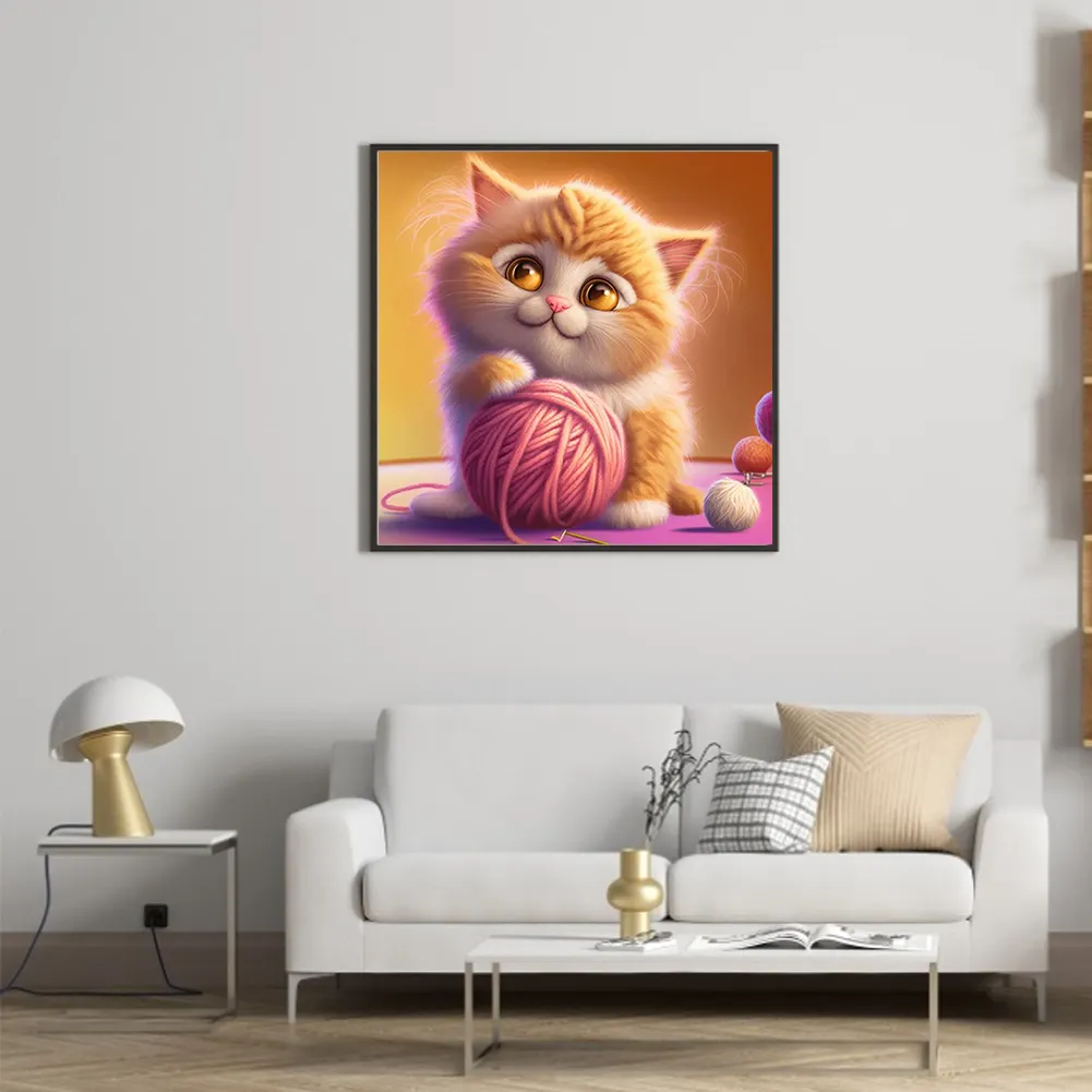 DIY Paint By Number 40*40cm - Cat Playing With Yarn