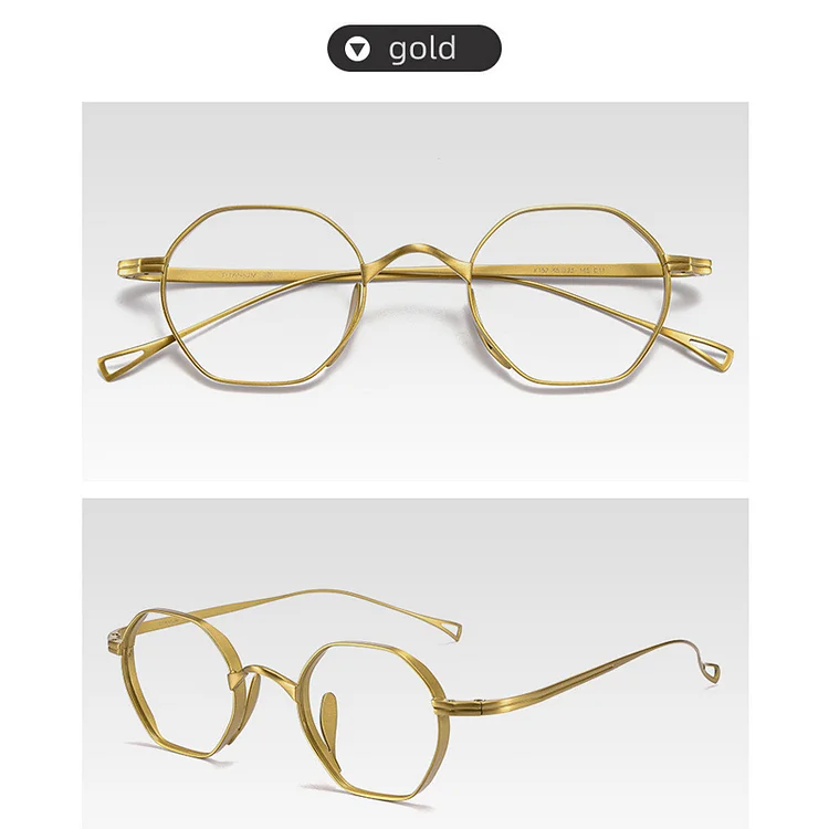 High Quality Pure Titanium Polygon Small Frame For Men Anti Blue Light Reading Glasses Prescription Myopia Eyewear +1.25