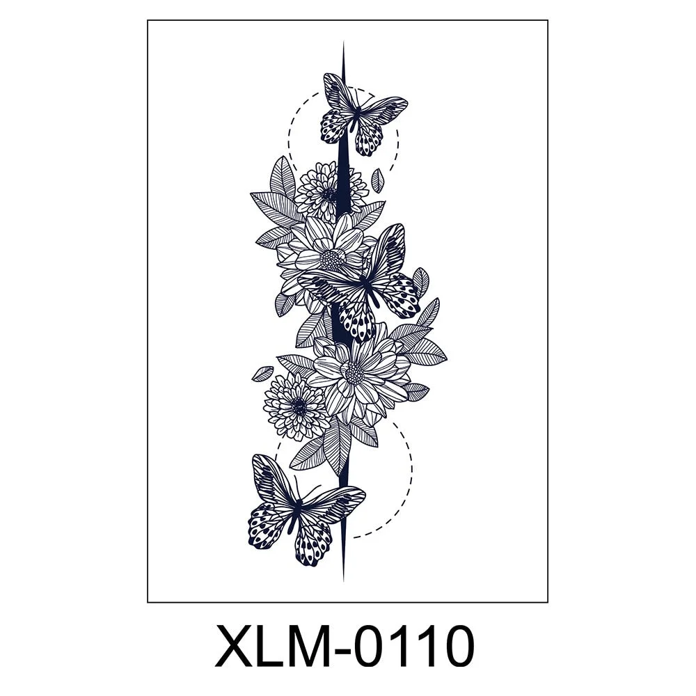 Semi-permanent waterproof sweat plant lasting big picture tattoo flower arm non-reflective herbal juice tattoo sticker