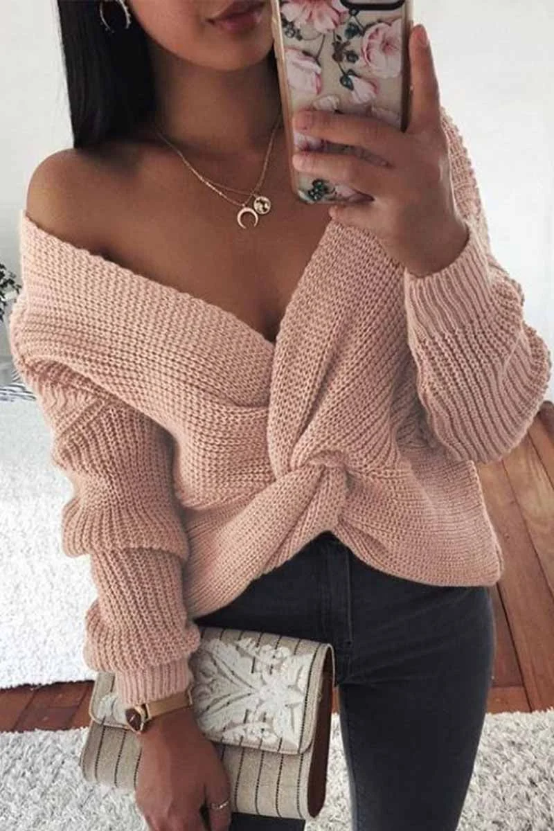 Sexy Strapless Knotted Sweater