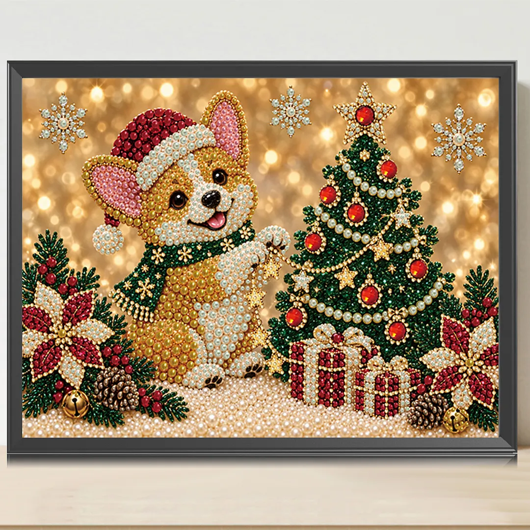 Pearl Painting Kit for Adults Christmas Corgi 15.75x11.81in