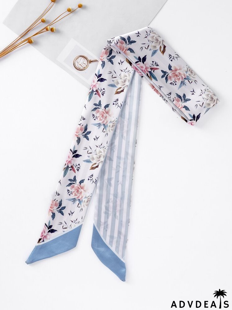Flower Print Twilly Scarf