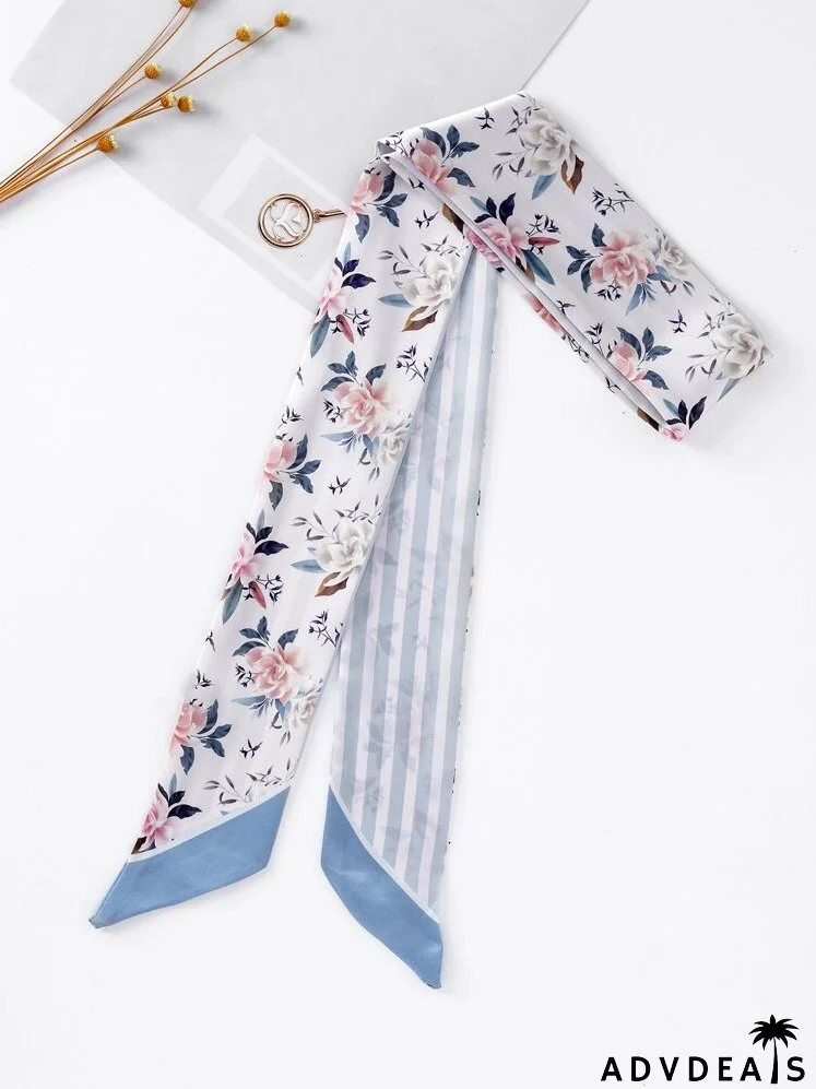 Flower Print Twilly Scarf