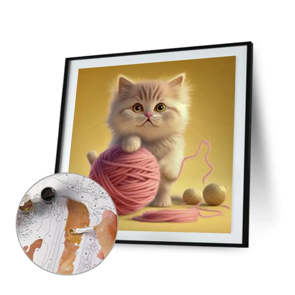 DIY Paint By Number 40*40cm - Cat Playing With Yarn