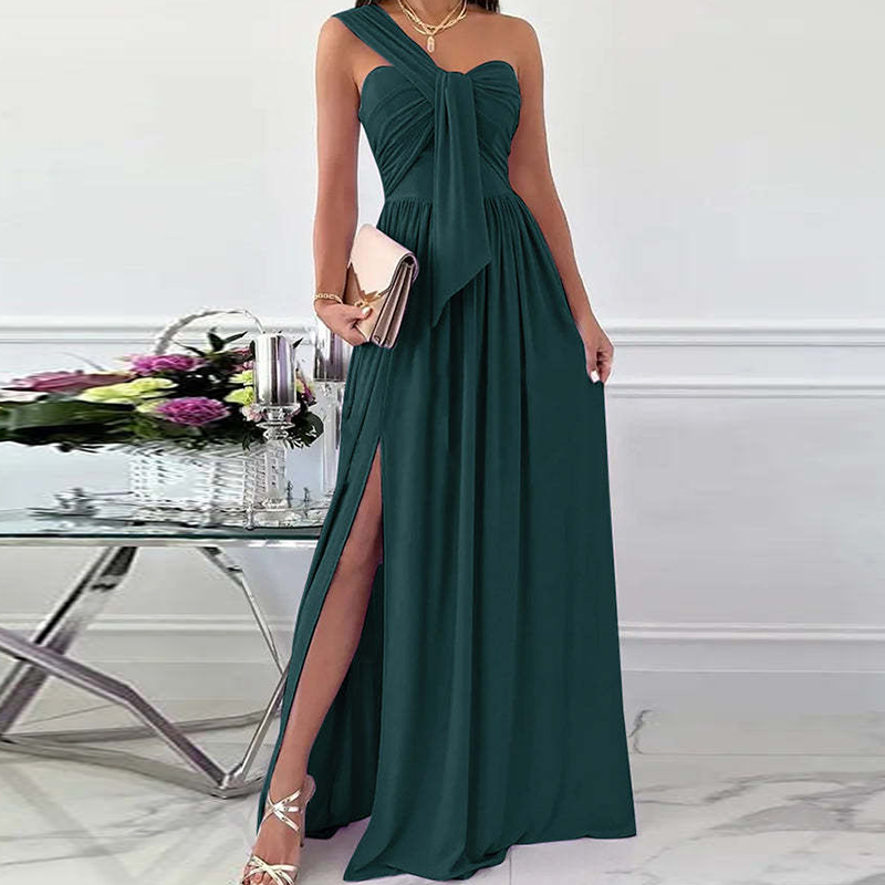 Women High Slit Cutout Elegant One Shoulder Party Dresses