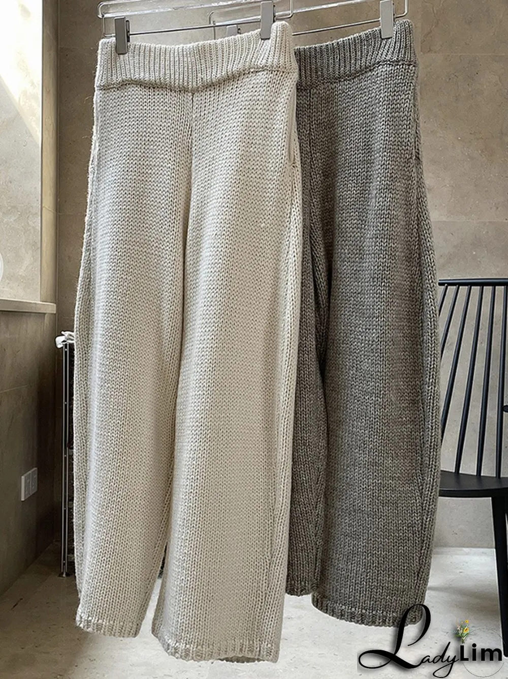 Casual Loose Wide Leg Solid Color Pants