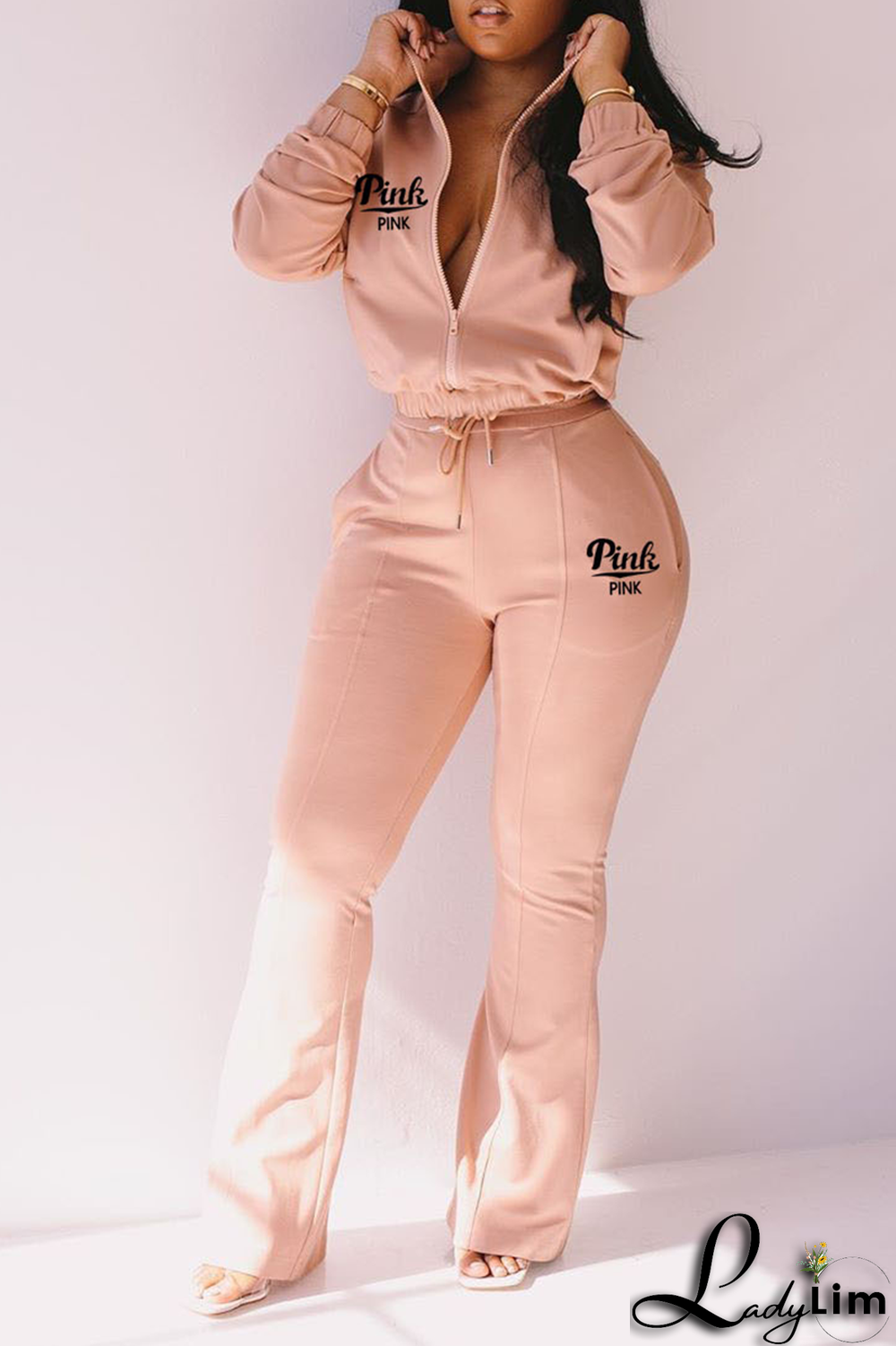 Black Fashion Print Patchwork Turndown Collar Long Sleeve Two Pieces