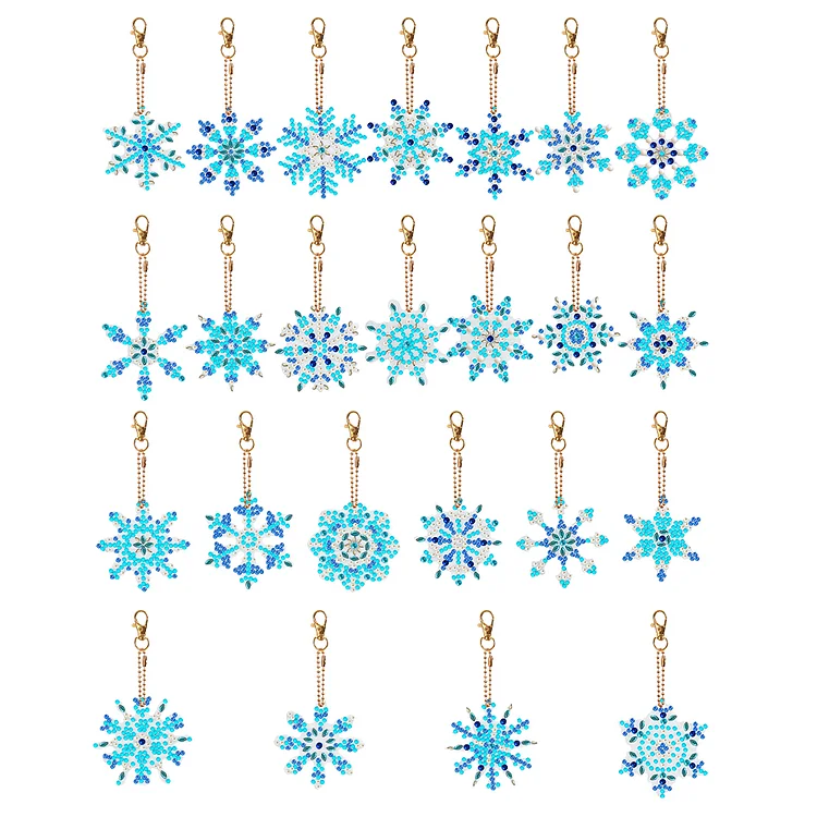 24PCS Diamond Art Keyring Snowflake Double Sided for Adult Purse Handbag Decor gbfke