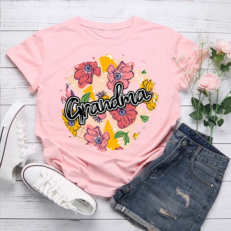 Grandma Flower Pattern T-Shirt-07965