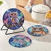 4PCS Diamond Painted Acrylic Owl Placemats Insulated Dish Mats Comes with Mats