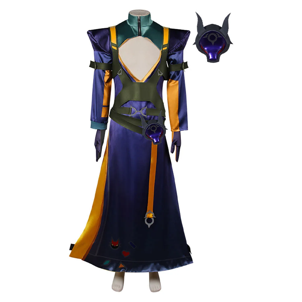 Game League of Legends LoL Heartsteel Yone Purple Outfits Cosplay Costume Halloween Carnival Suit